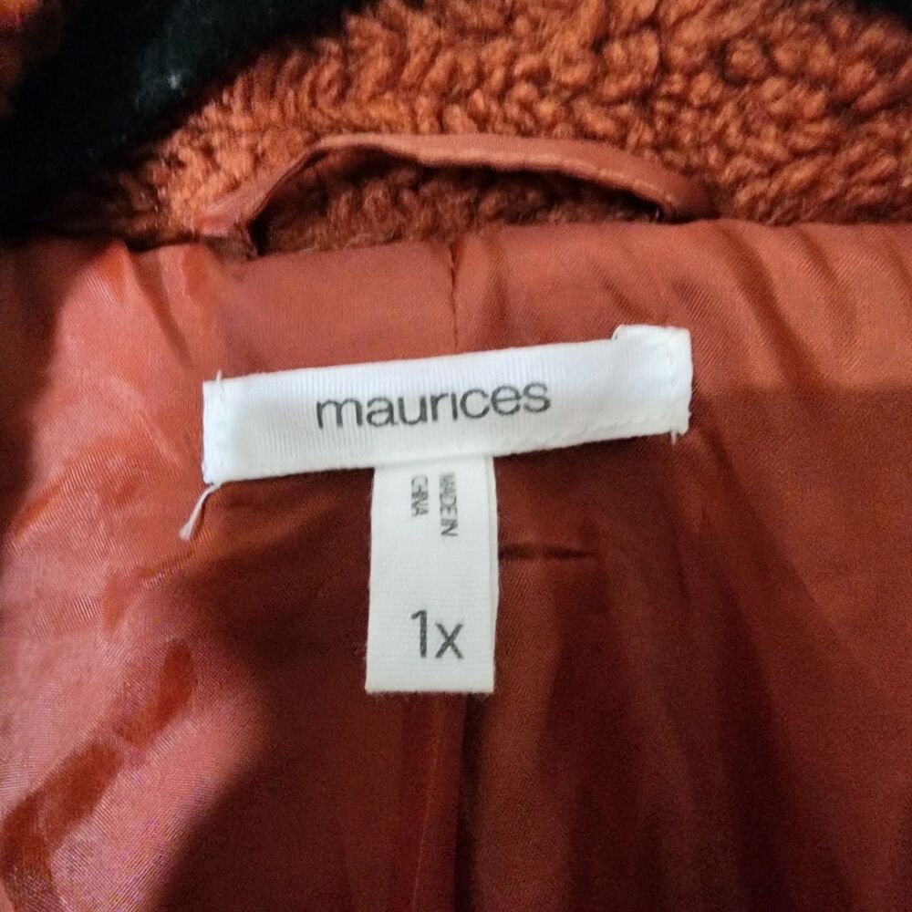 Maurices Fall Orange Rust Sleeveless Soft Fuzzy Sherpa Vest Size 1X - Picture 3 of 12